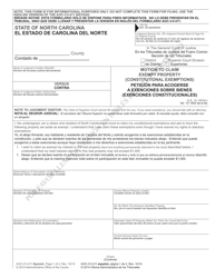 Form AOC-CV-411 SPANISH Motion to Claim Exempt Property (Constitutional Exemptions) - North Carolina (English/Spanish)