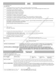 Form AOC-CV-524 SPANISH No-Contact Order for Stalking or Nonconsensual Sexual Conduct - North Carolina (English/Spanish), Page 2