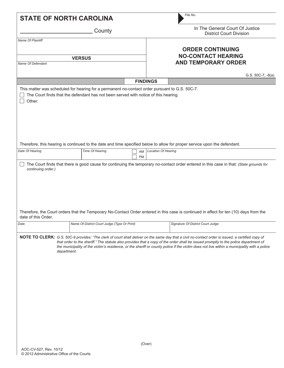 Form AOCCV527 Fill Out, Sign Online and Download Fillable PDF