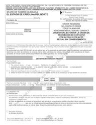 Form AOC-CV-526 SPANISH Order Renewing No-Contact Order for Stalking or Nonconsensual Sexual Conduct - North Carolina (English/Spanish)