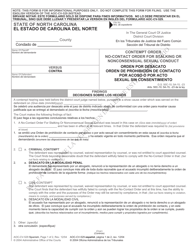 Form AOC-CV-529 SPANISH Contempt Order No-Contact Order for Stalking or Nonconsensual Sexual Conduct - North Carolina (English/Spanish)