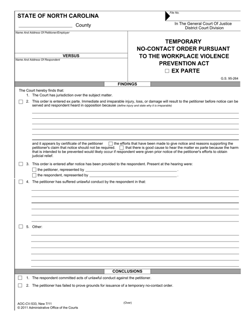 Form AOC-CV-533 Printable Pdf