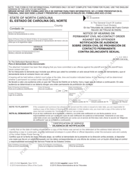 Document preview: Form AOC-CV-542 SPANISH Notice of Hearing on Permanent Civil No-Contact Order Against Sex Offender - North Carolina (English/Spanish)