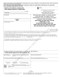 Document preview: Form AOC-CV-544 VIETNAMESE Motion and Order to Show Cause for Failure to Comply With Permanent Civil No-Contact Order Against Sex Offender - North Carolina (English/Vietnamese)