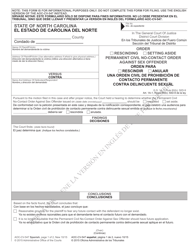 Form AOC-CV-547 SPANISH Order Rescinding/Setting Aside Permanent Civil No-Contact Order Against Sex Offender - North Carolina (English/Spanish)