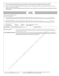 Form AOC-CV-547 VIETNAMESE Order Rescinding/Setting Aside Permanent Civil No-Contact Order Against Sex Offender - North Carolina (English/Vietnamese), Page 2