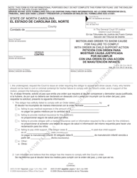 Form AOC-CV-601 SPANISH &quot;Motion and Order to Show Cause for Failure to Comply With Order in Child Support Action&quot; - North Carolina (English/Spanish)