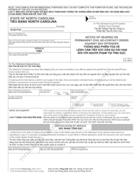 Document preview: Form AOC-CV-542 VIETNAMESE Notice of Hearing on Permanent Civil No-Contact Order Against Sex Offender - North Carolina (English/Vietnamese)