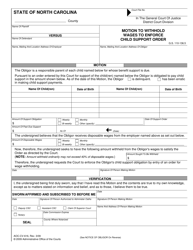 Form AOC-CV-616 Motion to Withhold Wages to Enforce Child Support Order - North Carolina
