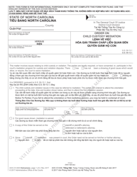 Document preview: Form AOC-CV-630 VIETNAMESE Order on Child Custody Mediation - North Carolina (English/Vietnamese)