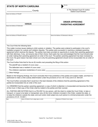 Document preview: Form AOC-CV-631 Order Approving Parenting Agreement - North Carolina