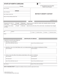 Document preview: Form AOC-CV-634 Motion to Modify Custody - North Carolina