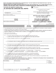Document preview: Form AOC-CV-632 SPANISH Motion and Order to Waive Custody Mediation - North Carolina (English/Spanish)