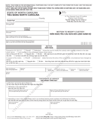 Document preview: Form AOC-CV-634 VIETNAMESE Motion to Modify Custody - North Carolina (English/Vietnamese)