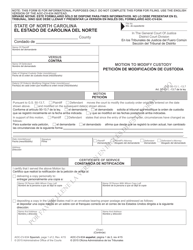 Document preview: Form AOC-CV-634 SPANISH Motion to Modify Custody - North Carolina (English/Spanish)