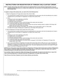 Document preview: Instructions for Form AOC-CV-660 Petition for Registration of Foreign Child Custody Order - North Carolina