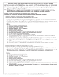 Document preview: Instructions for Form AOC-CV-660 Petition for Registration of Foreign Child Custody Order - North Carolina (English/Spanish)