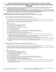 Document preview: Instructions for Form AOC-CV-660 Petition for Registration of Foreign Child Custody Order - North Carolina (English/Vietnamese)
