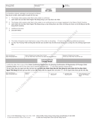 Form AOC-CV-664 Order Confirming Registration or Denying Confirmation of Registration of Foreign Child Custody Order - North Carolina (English/Vietnamese), Page 3