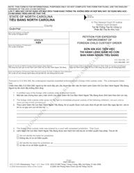 Document preview: Form AOC-CV-665 VIETNAMESE Petition for Expedited Enforcement of Foreign Child Custody Order - North Carolina (English/Vietnamese)