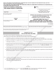 Document preview: Form AOC-CV-666 VIETNAMESE Order for Hearing on Petition for Expedited Enforcement of Foreign Child Custody Order - North Carolina (English/Vietnamese)