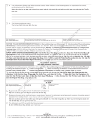 Form AOC-CV-667 VIETNAMESE Warrant Directing Law Enforcement to Take Immediatephysical Custody of Child(Ren) Subject to a Child Custody Order - North Carolina (English/Vietnamese), Page 3