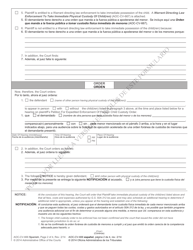 Form AOC-CV-666 SPANISH Order for Hearing on Petition for Expedited Enforcement of Foreign Child Custody Order - North Carolina (English/Spanish), Page 2