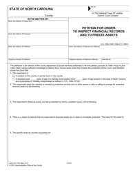 Form AOC-CV-776 Petition for Order to Inspect Financial Records and to Freeze Assets - North Carolina