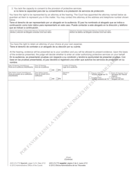 Form AOC-CV-772 SPANISH Notice of Hearing in Adult Protective Services Proceedings - North Carolina (English/Spanish), Page 2
