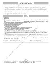 Form AOC-CV-773 VIETNAMESE Order Authorizing Protective Services - North Carolina (English/Vietnamese), Page 2