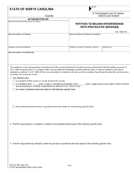 Document preview: Form AOC-CV-780 Petition to Enjoin Interference With Protective Services - North Carolina