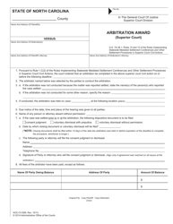 Form AOC-CV-806 Arbitration Award (Superior Court) - North Carolina