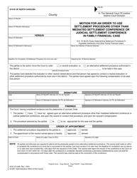 Document preview: Form AOC-CV-826 Motion for an Order to Use Settlement Procedure Other Than Mediated Settlement Conference or Judicial Settlement Conference in Family Financial Case - North Carolina