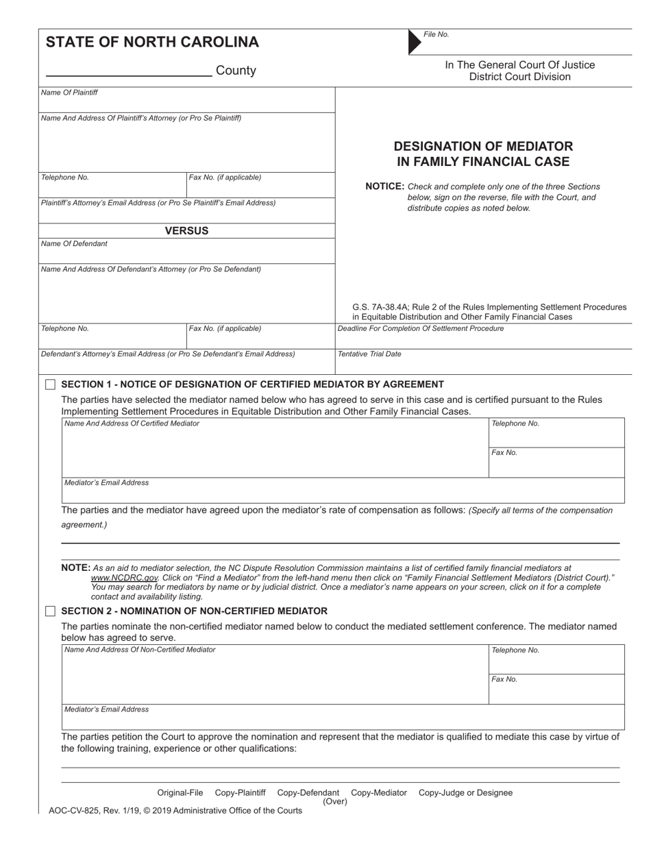 Form AOC-CV-825 Download Fillable PDF or Fill Online Designation of ...