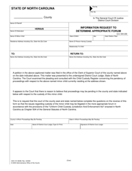 Document preview: Form AOC-CV-904M Information Request to Determine Appropriate Forum - North Carolina