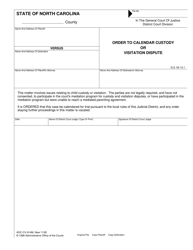 Document preview: Form AOC-CV-941M Order to Calendar Custody or Visitation Dispute - North Carolina