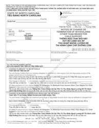 Document preview: Form AOC-CV-909M VIETNAMESE Notice of Change or Termination of Withholding Other Than Wages for Child Support - North Carolina (English/Vietnamese)