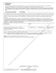 Form AOC-CV-909M SPANISH Notice of Change or Termination of Withholding Other Than Wages for Child Support - North Carolina (English/Spanish), Page 2