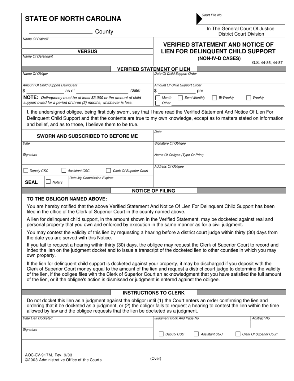 Form AOC-CV-917M - Fill Out, Sign Online and Download Fillable PDF ...