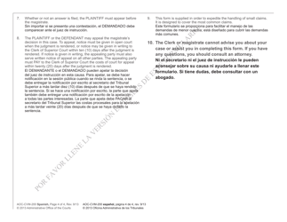 Form AOC-CVM-200 Complaint for Money Owed - North Carolina (English/Spanish), Page 4