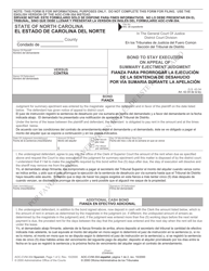 Document preview: Form AOC-CVM-304 Bond to Stay Execution on Appeal of Summary Ejectment Judgement - North Carolina (English/Spanish)