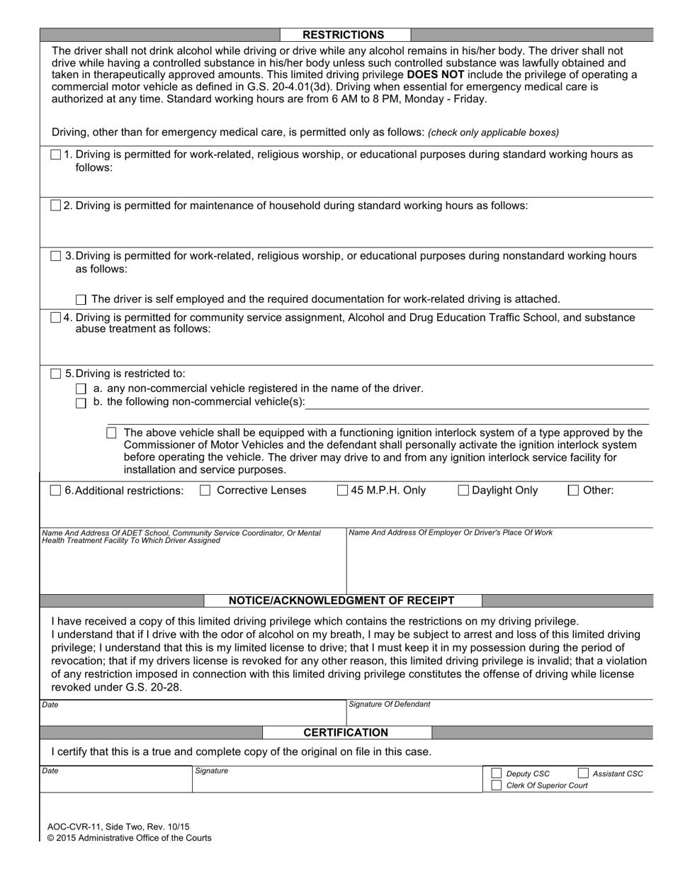 Form AOC-CVR-11 - Fill Out, Sign Online and Download Fillable PDF ...