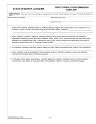 Form AOC-DRC-05 &quot;Dispute Resolution Commission Complaint&quot; - North Carolina