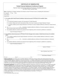 Document preview: Form AOC-DRC-08 Certificate of Observation - Family Financial Settlement Conference Program - North Carolina