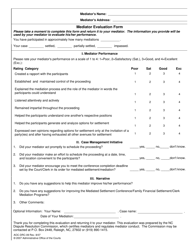 Form AOC-DRC-09 &quot;Mediator Evaluation Form&quot; - North Carolina