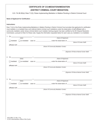 Document preview: Form AOC-DRC-13 Certificate of Co-mediation/Mediation (District Criminal Court Mediation) - North Carolina