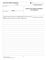 Form AOC-DRC-17 &quot;Mediated Settlement Agreement (Ffs Program)&quot; - North Carolina
