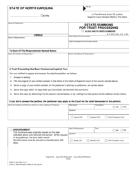 Document preview: Form AOC-E-150 Estate Summons for Trust Proceeding - North Carolina