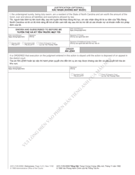 Form AOC-CVM-906M VIETNAMESE Bond to Stay Execution on Appeal of Judgment to Recover Possession of Personal Property - North Carolina (English/Vietnamese), Page 2