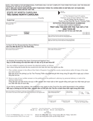 Document preview: Form AOC-E-102 VIETNAMESE Estates Proceedings Summons/Alias and Pluries Summons - North Carolina (English/Vietnamese)